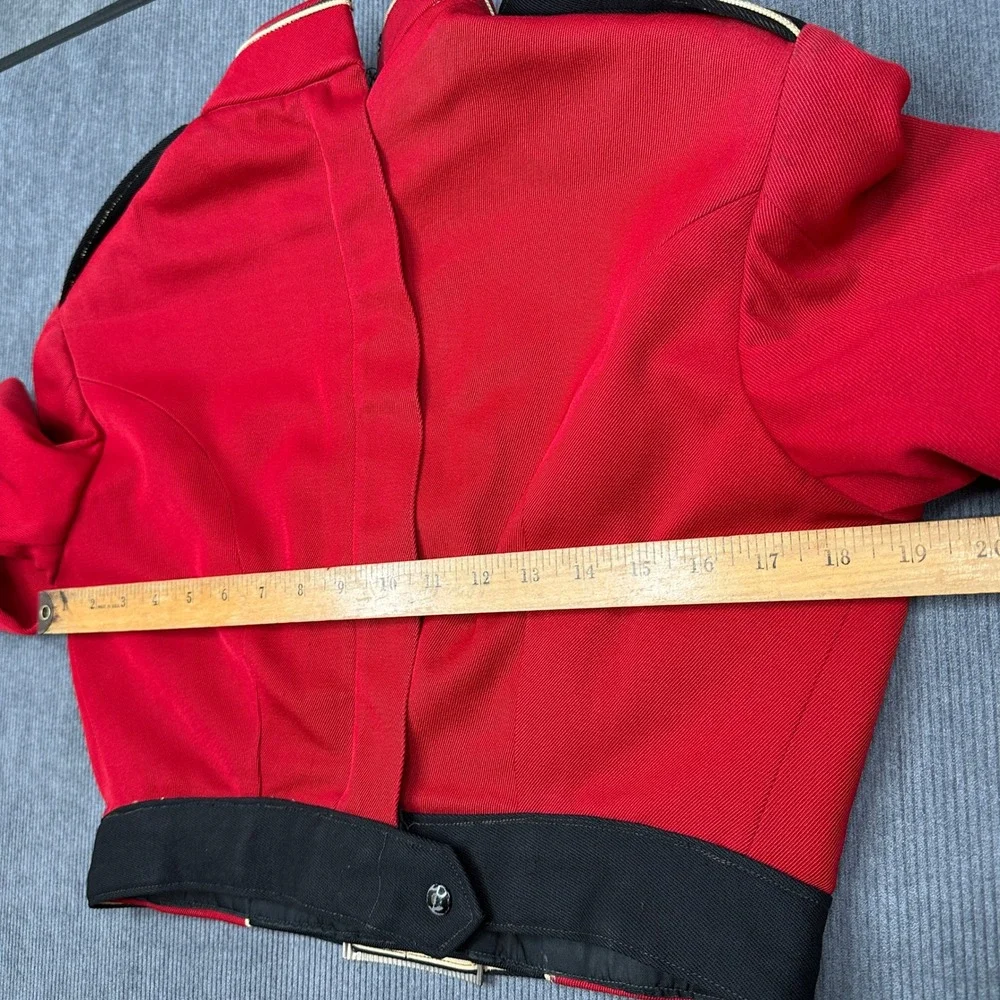 Vintage Sol Frank Uniforms Red Black Band Jacket Cropped Military Costume 80
